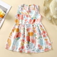 thumbnail image 2 of Odeerbi Toddler Girls Clothes Summer Floral Tank Dress Cotton Sun Dress Children's Clothing Orange, 2 of 3