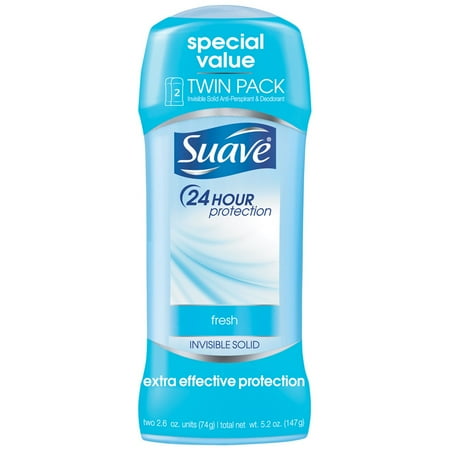 Suave Shower Fresh Antiperspirant Deodorant, 2.6 oz, Twin Pack