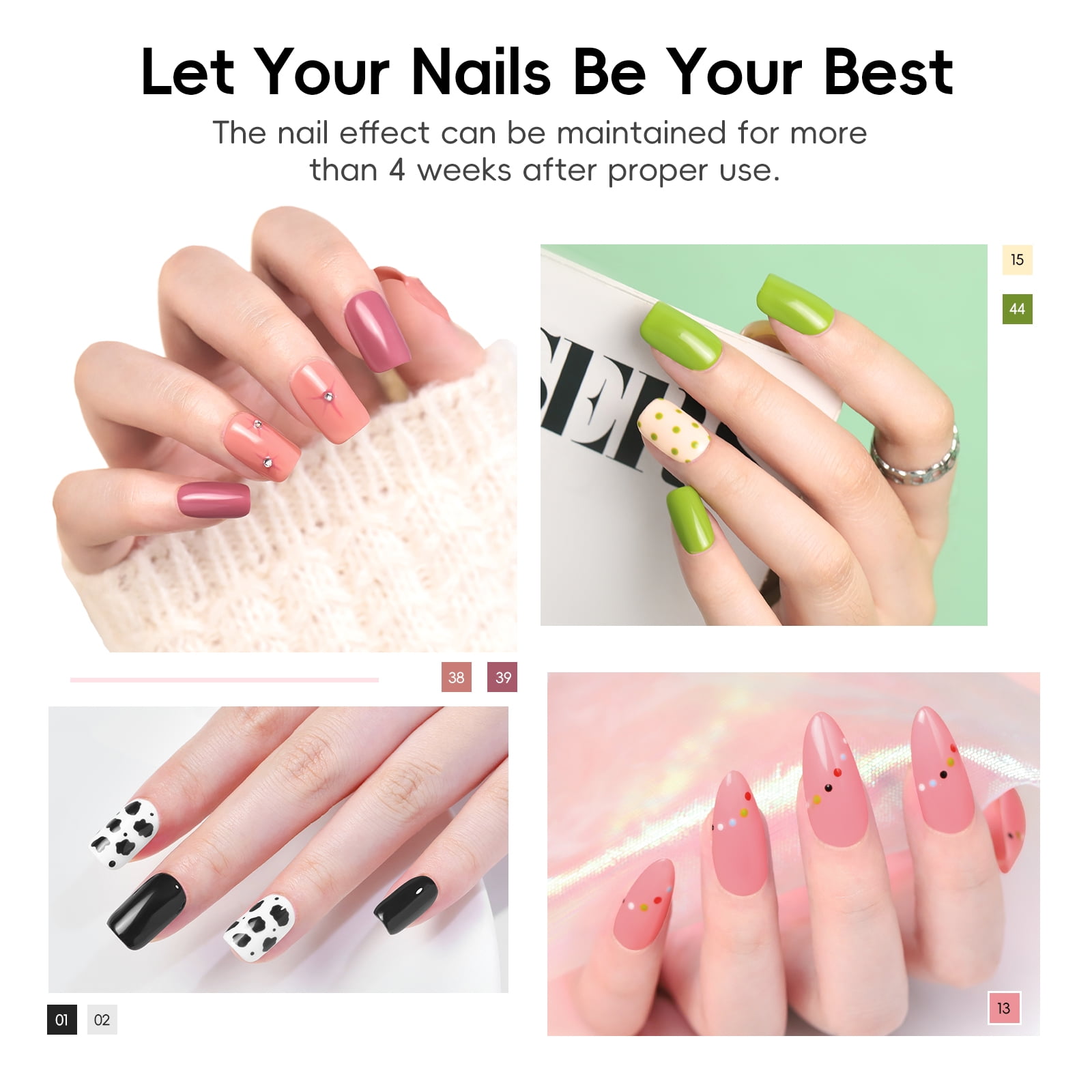 40PC Gel Nail Polish Kit with U V Lamp and Drill, White Black Red Blue Green 22Colors Gel Polish Set with Glossy Matte Glitter Soak Off Top Coat DIY Gifts for Women