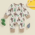 thumbnail image 4 of Boys Baby Jumpsuit Cowboy Cactus Print Long Sleeve Long Leg Crewneck Romper Front Zipper Contrast Trim For Daily Wear, 4 of 4