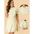 thumbnail image 2 of Vestido de Mujer con Cuello levantado Allegra K Estampado floral Beige XS, 2 of 6