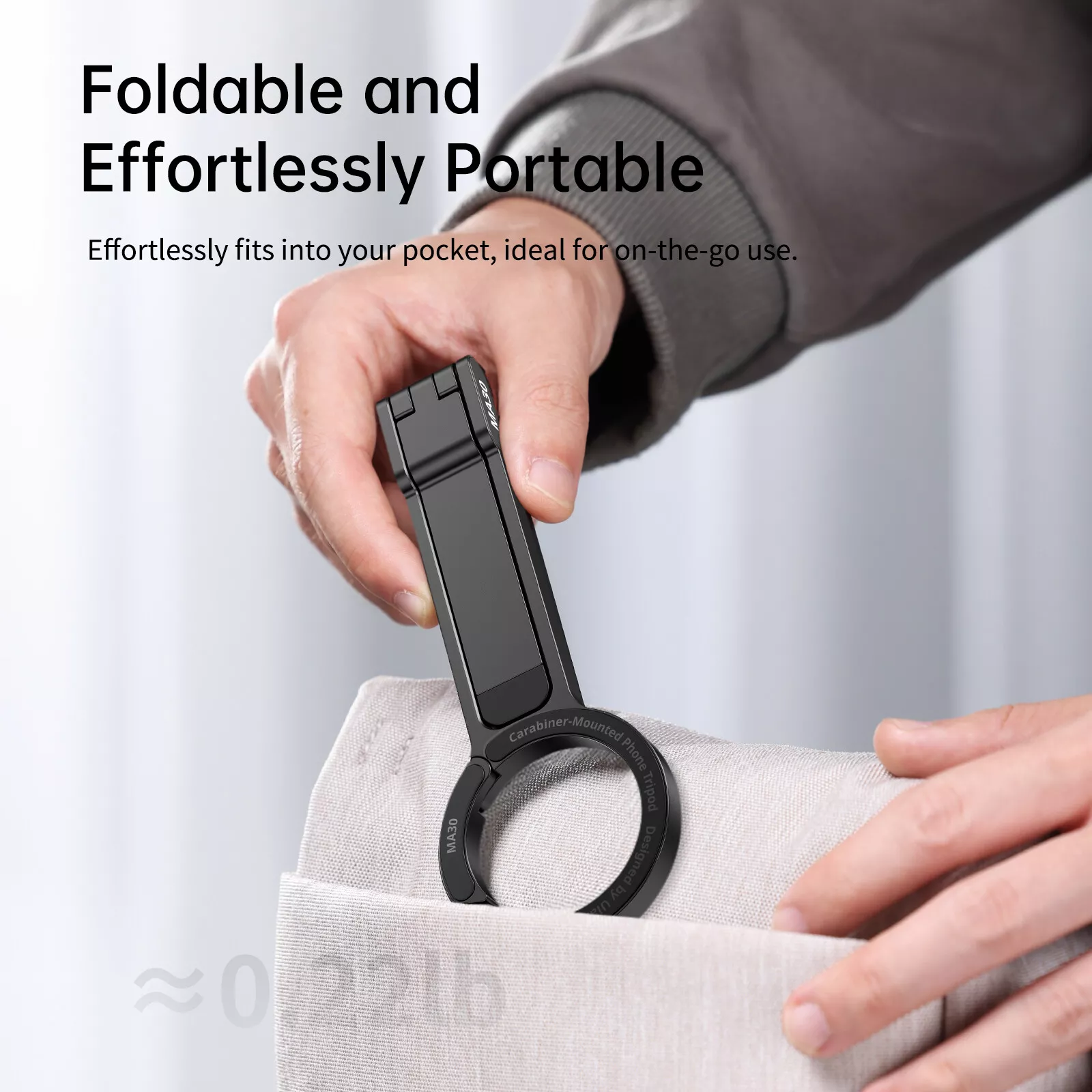Ulanzi MA30 Carabiner-Mounted Phone Tripod – Compact & Versatile MagSafe Desk Mount for iPhone 15-12 Pro