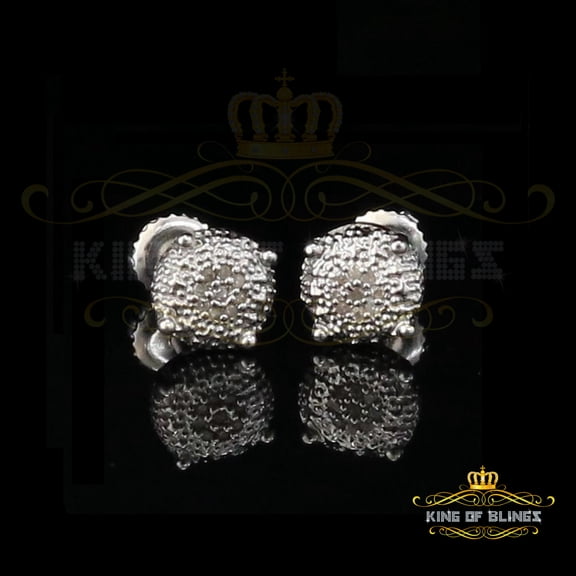 King of Bling's 0.05ct Real Diamond 925 Sterling Silver White For Men's & Women's Round Earring