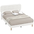 thumbnail image 1 of HOMCOM Queen Bed Frame with Adjustable Headboard Platform Bed Frame White, 1 of 10