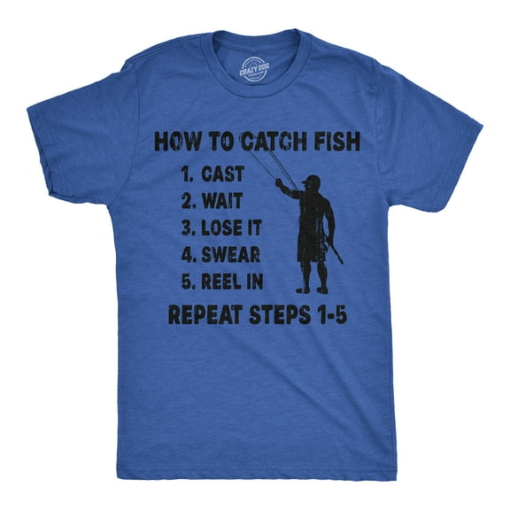 Mens Funny T Shirts How to Catch Fish Checklist Sarcastic Fishing Graphic Novelty Tee for Men Graphic Tees
