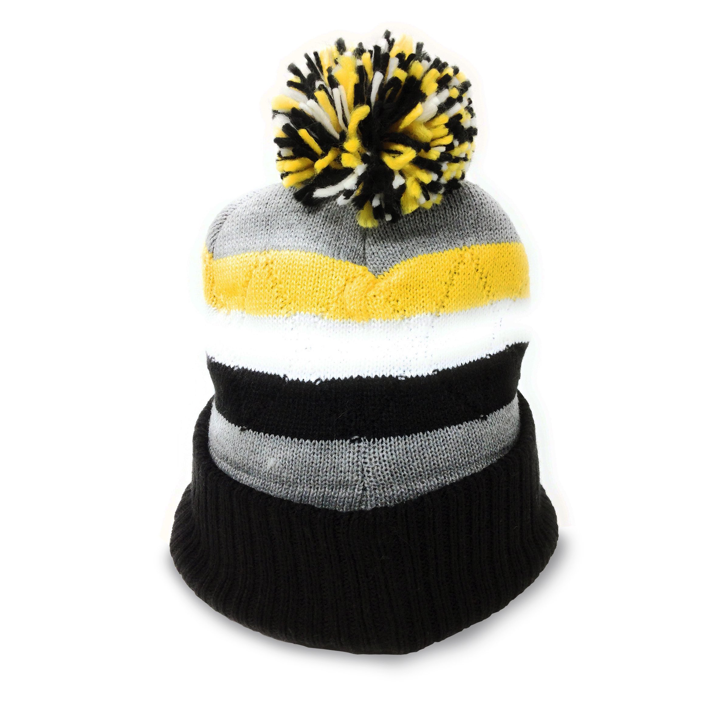 Black Cuff Stripe Knit Beanie 
