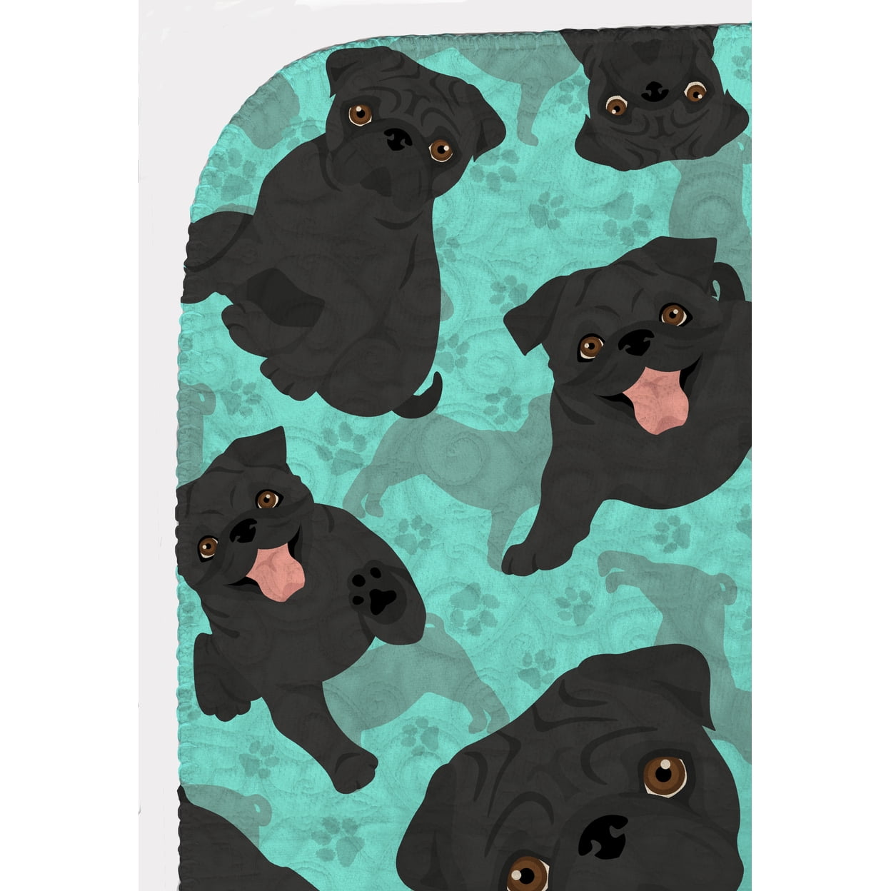 Black Pug Quilted Blanket 50x60 50 in x 60 in