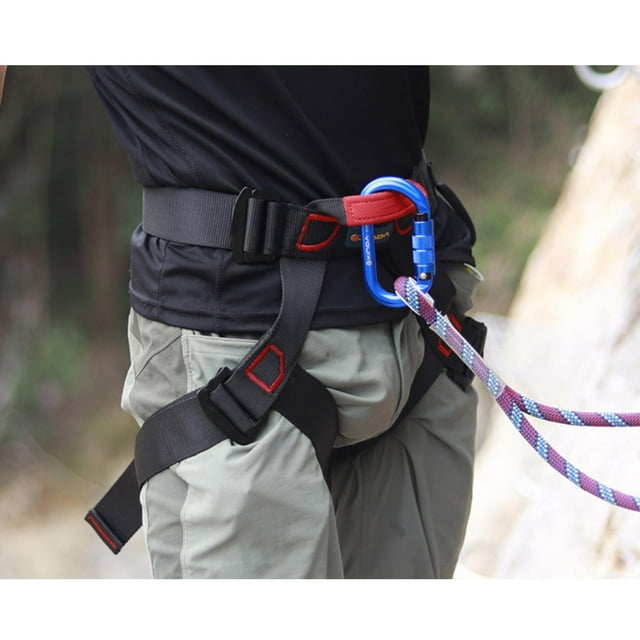 Arnés de escalada Épais 300kg Ceinture de Sécurité Équipement de Rappel de Roche Noir