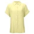 thumbnail image 5 of Alun Womens Texture Lightweight Breathable Tops Button down Dress Shirts Casual Short Sleeve Collared Summer Work Blouse with Pocket Soft Comfort for Daily Wear 2-Yellow XL, 5 of 6