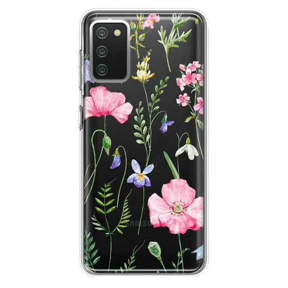 MUNDAZE Samsung Galaxy A02S Shockproof Clear Hybrid Protective Phone Case Spring Pastel Wild Flowers Summer Classy Elegant Cover