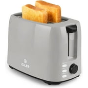 2 Slice Toaster, 1.3 Inches Wide Slot Toaster with 7 Shade Settings and Double Side Baking, Compact Bread Toaster with Removable Crumb Tray,Defrost Reheat Cancel Function Grey