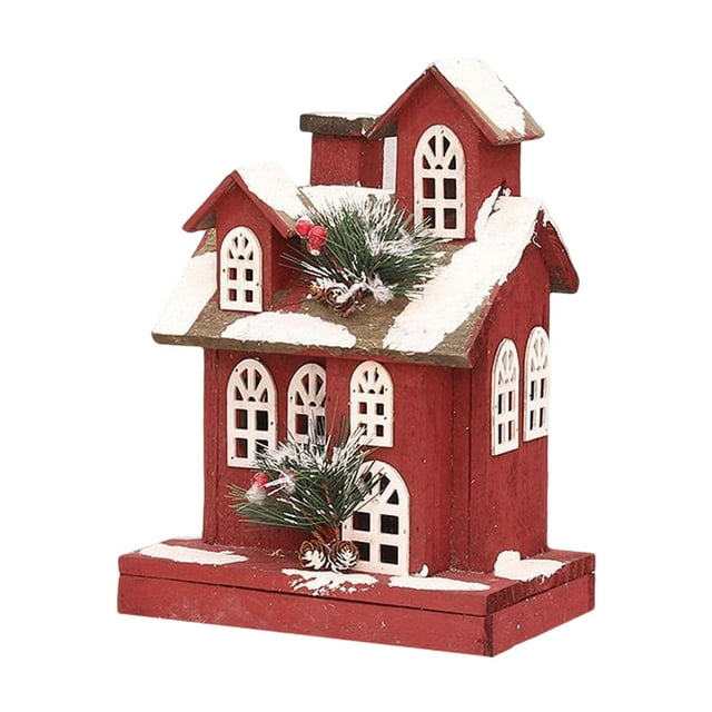 Casa de pueblo colorida con luces LED navideñas, edificios que funcionan con pilas, regalo Estilo B 22x14x30cm
