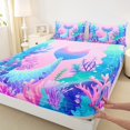 thumbnail image 3 of Manfei Cartoon Mermaid Girl 4 Pieces Queen Sheet Sets,Ocean Princess Ultra Soft Flat Sheet,Kawaii Sea Animal Queen Fitted Sheet,Ultra Soft Home Decor, 3 of 7