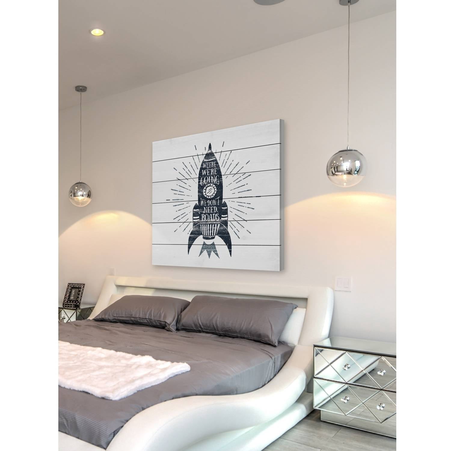 No Roads Needed Painting Print on White Wood
