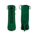 thumbnail image 4 of BLISSFUL STEP Pointy Toe Zip Lace Up Stiletto Heel Ankle Boots for Women Emerald Green 9, 4 of 4