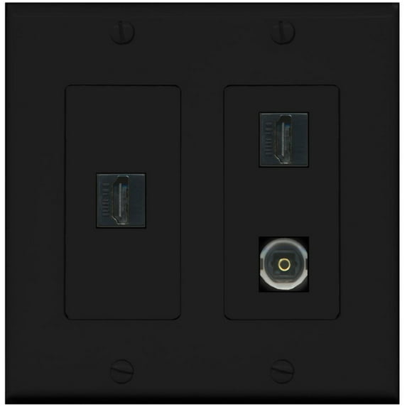 Ultra Spec Cables 2 Port HDMI 1 Port Toslink Wall Plate 2 Gang Black