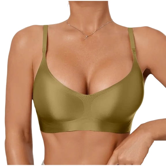 Kvture Scalloped Satin Bras for Women Comfort Adjustable Strap No Underwire Full Coverage Everyday Bra Green Bra XL