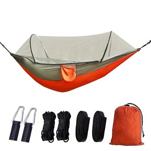 FANRUINA 3 In 1 Double Camping Hammock With Mosquito Net Sunshade For Hiking Patio Garden Lightweight Durable Design Includes Straps Carabiner Clips