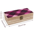 thumbnail image 2 of 7.9×2.3 In Wooden Boxes Durable Easy To Use Dustproof Prevent Slippery Delicate And Cabinet Argyle Plaid Magenta_4, 2 of 8
