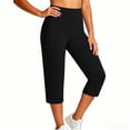 thumbnail image 5 of LEAVINGSUO Capris Pants for Women With Elastic Waist Women's Casual High-Waisted Pocket Cropped Pants Black S, 5 of 7