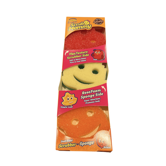 Scrub Daddy Essentials Scrub Mommy Limited Edition Autumn Shapes, 3 pack, owl, leaf, acorn