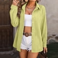 thumbnail image 6 of SMihono Women's Long Sleeve Button Down Shirts Loose Fit Tunic Tops Blouse Oversized Blouses Office Work Basic Shirts with Pocket Green 8, 6 of 7