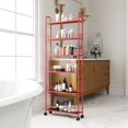 thumbnail image 4 of Red 6-Tier Rolling Cart Kitchen Slim Slide Out Storage Tower Rack with Wheels, Kitchen, Bathroom Laundry Narrow Piaces Utility cart, Mobile Shelving Unit Organizer Trolley for Laundry, 4 of 7