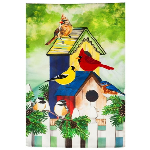 Evergreen Linen Garden Flag - Fall Birds