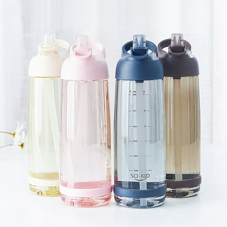 

opvise Portable Large Capacity with Handle Outdoor Kettle Sports Drinking Straw Bottle Coffee
