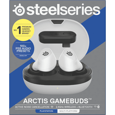 SteelSeries - Arctis Gamebuds True Wireless Noise Cancelling Gaming Earbuds for PS5, PS4, PC, Switch - White