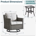 thumbnail image 4 of Opohoro 6 piece Outdoor Conversation Set with 2 Glass Top Side Tables, High Back Wicker Swivel Patio Chairs of 4 for Porch, Deck, Balcony, 4 of 11