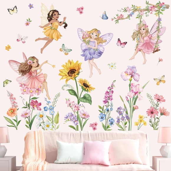 Adhesivos de pared Wondever Fairy Flower Elves Wildflower Sunflower