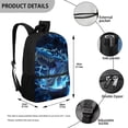 thumbnail image 5 of Binienty Blue Lightning Dinosaur 17 Inch School Backpack With Front Zipper Pocket Side Mesh Pouches Durable Bookbag For Teens Daily Class Travel Supplies Storage Bag, 5 of 6