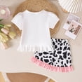 thumbnail image 5 of HCNTES Toddler Baby Girl Spring Summer Clothes Set Short Sleeves T-Shirt Tops + Shorts Cute Outfits Set For 6-24 Months 2t 3t 4t 5t 6t 7t 8t 9t Kid School Activities, 12-18 Months, 5 of 7