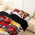 thumbnail image 4 of Castle Fairy Bold Fire Truck Twin Comforter Sets 3-Piece for Kids, Bright Engine Graphic Bedding Set for Modern Room, Red,Black Reversible, 4 of 6