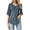 Blue, variant on Women's Dressy Casual V Neck T Shirts Loose Summer 3/4 Sleeve Puff Tops Ruffle Tunic Blouses