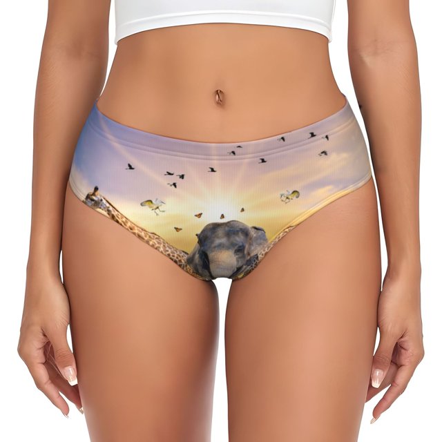 Balery Vintage Wildlife Protection Ropa Interior de Algodón para Mujer con Dibujo – Braguitas Cómodas y Elásticas, Estilo Clásico-X-Small