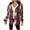 thumbnail image 2 of Timegard Button down Shirts for Women Fall Winter Fleece Hoodies Tops Plaid Casual Comfy Jackets Fashion, 2 of 7