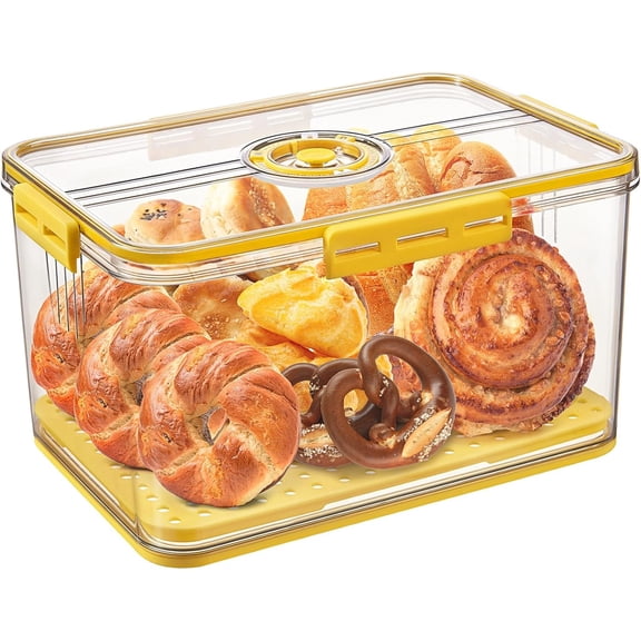 Bread Box for Homemade Bread Boxes for Kitchen Counter Airtight, Time Recording Bread Storage Container with Lid, Bread Containers Storage Airtight Loaf Bread Keeper, Large