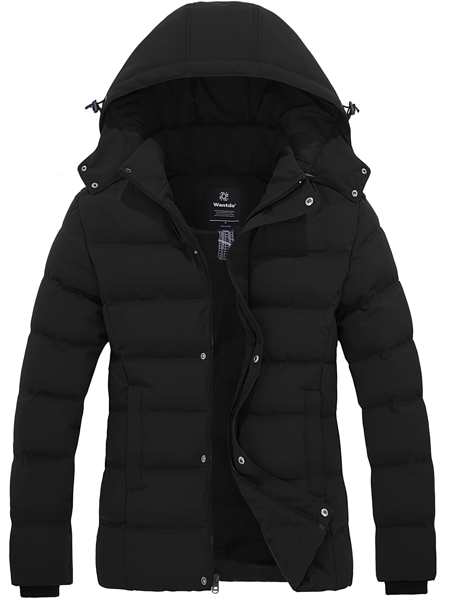 Wantdo Women's Puffer Jacket Hooded Thick Padded Winter Coat Warm Winter Parka Black M