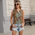 thumbnail image 5 of cotton linen tops for women Sleeveless Shirt Button V Neck Trendy T-Shirts Summer Lightweight Beach Vacation Outfits, 5 of 5