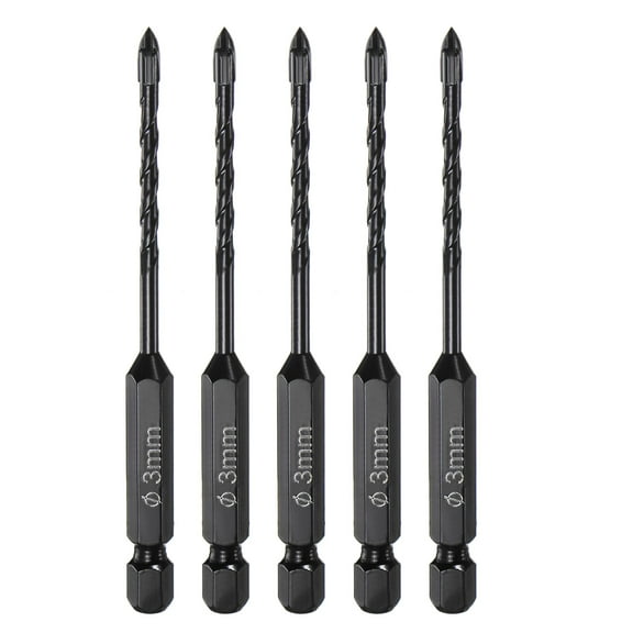 Unique Bargains 5pack Masonry Drill Bits, 3mm Concrete Drill Bit 1/4' Hex Shank Ceramic Drill Bit