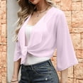 thumbnail image 3 of Bmawag Cropped Cardigan for Women Lightweight Solid Color Casual Loose Chiffon Elegant 3/4 Sleeve Breathable Cardigan for Women Pink M, 3 of 10