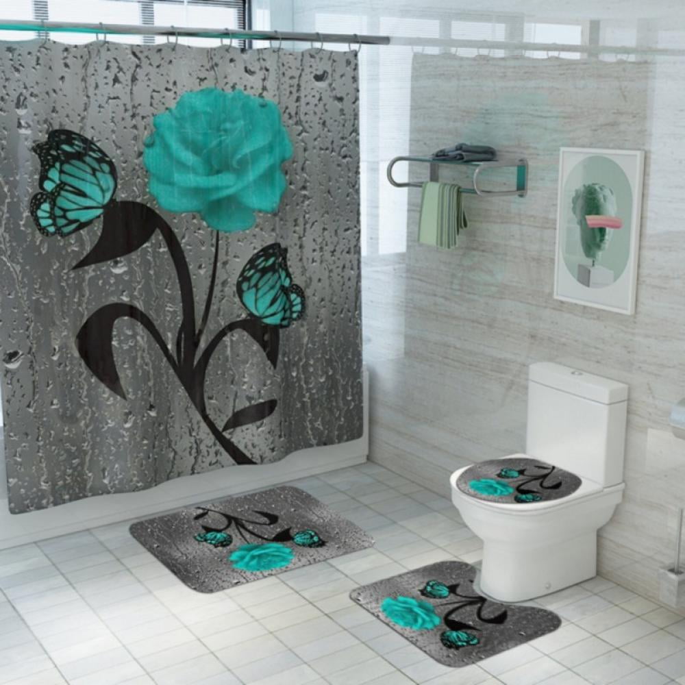 FZDHHY Abstract Mid Century Shower Curtain Set Floral Plant Neutral Bathroom  Minimalist Art Decor Waterproof Bathtub with Carpet Bath Mat Toilet Rugs -  Yahoo Shopping