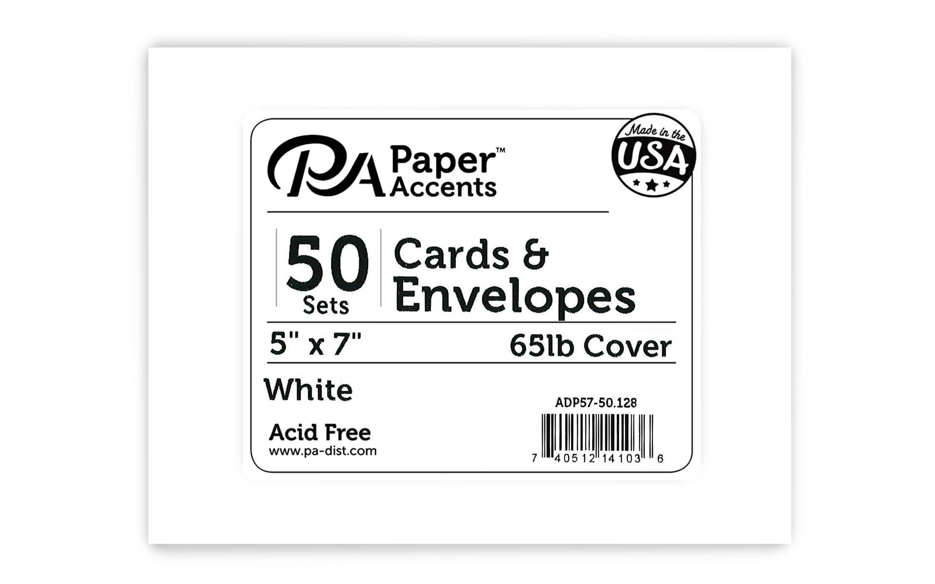 PAPER ACCENTS ADP99999  SUPER VALUE CARD ENV PACK 5X7 50PC WHITE 