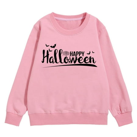 

Girls Sweatshirt Autumn And Winter Children s Warm Tops Cozy Festive Letters Bat Printing