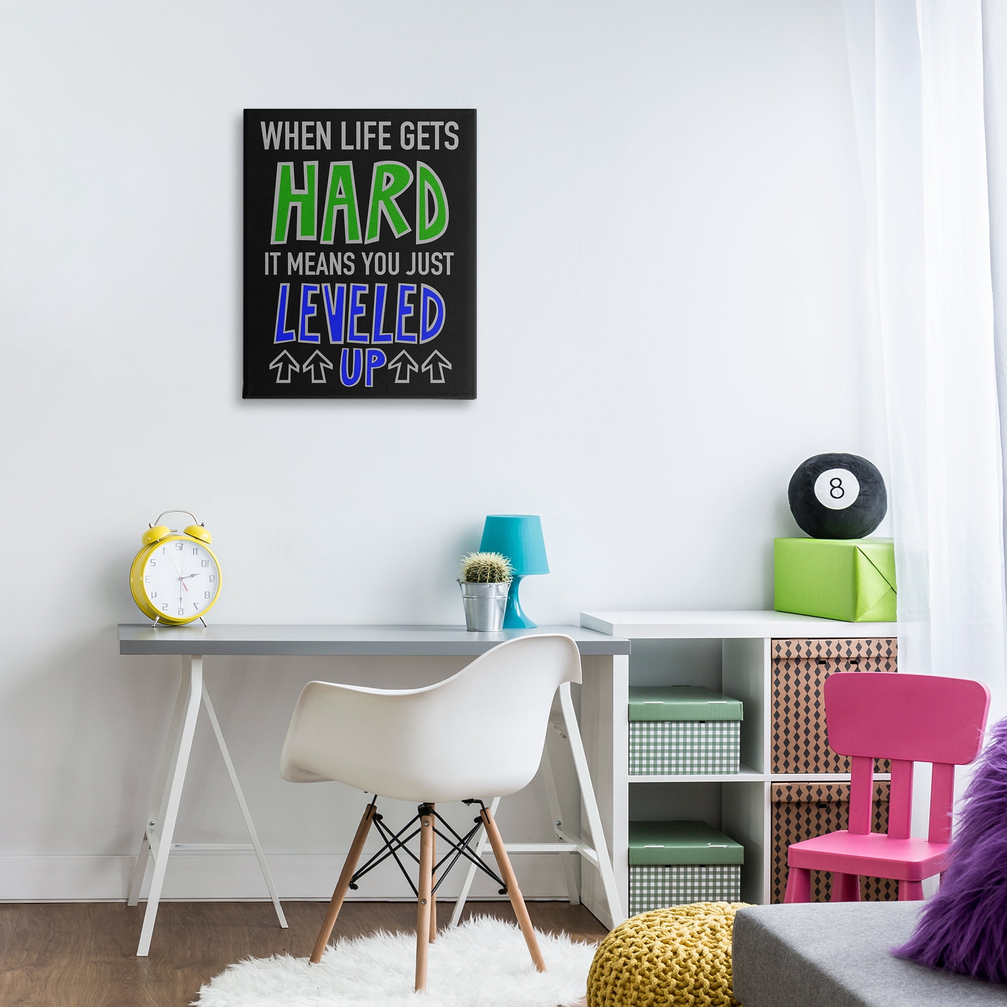 Stupell Industries Leveled Up in Life Typography Painting Gallery Wrapped Canvas Art Print Wall Art, 24 x 30