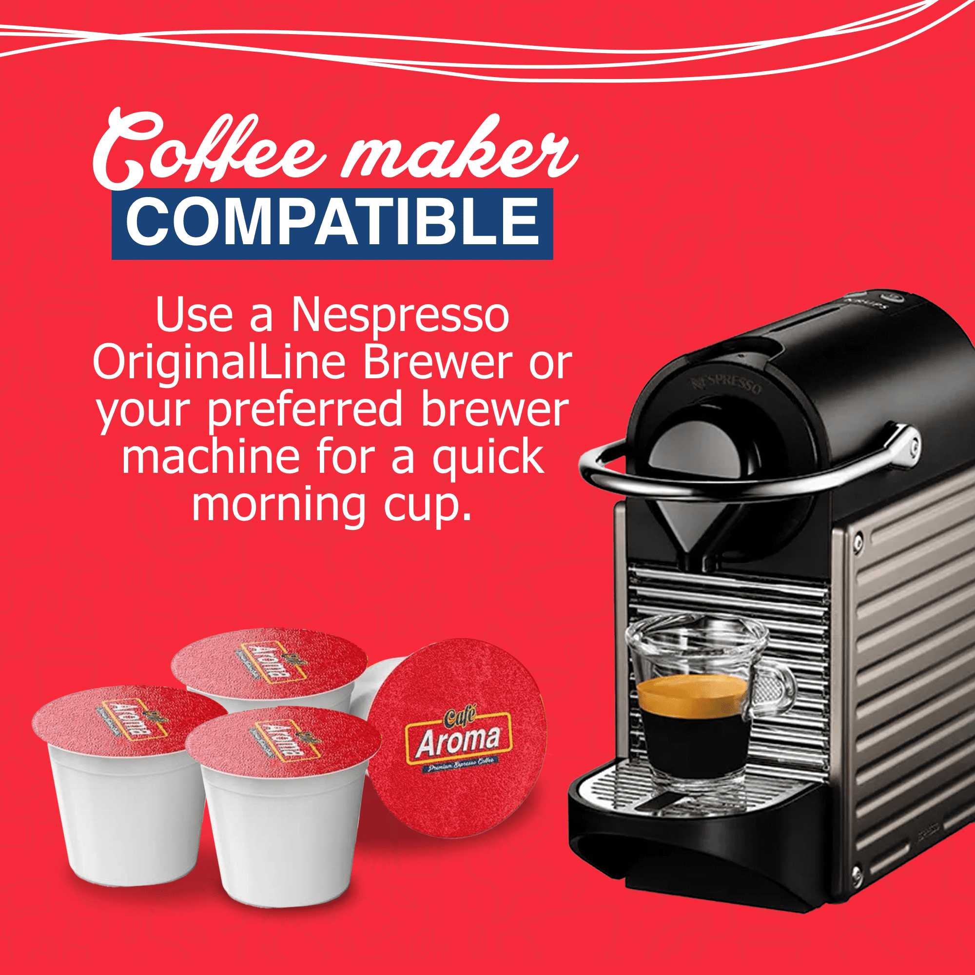 Cafe Aroma Espresso Capsules (40 Count); Pods Compatible with Nespresso OriginalLine Machines