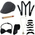 thumbnail image 5 of 1920s Men Vintage Costume Accessories, Fancy Dress Accessories Set with Fedora Hat/Y-Back Elastic Suspender/Necktie/Bow Tie/Pocket Watch for Prom, Party, 5 of 7