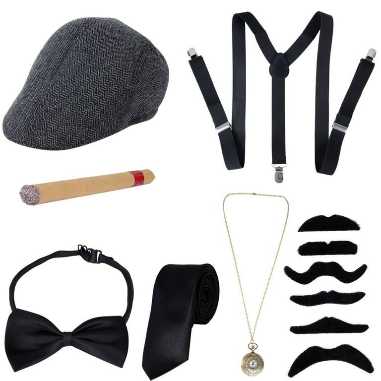 8pcs 1920s Style Great Gatsby Accessories Set For Men Accessories Set  Fedora Hat Costume Accessories Set For Halloween Prom Peformance Cosplay  Party